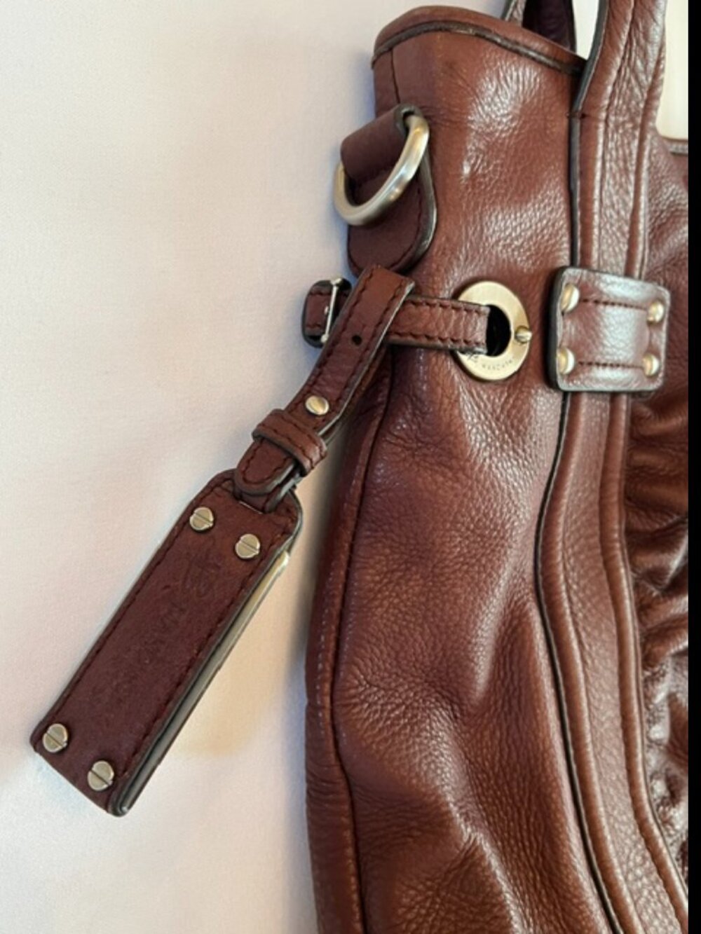 B. MAKOWSKY | Cognac Brown Pebbled Leather Shoulder Bag Hobo-EUC - Picture 3 of 15